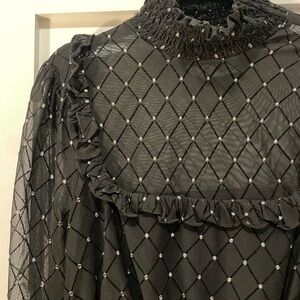 Camila Coelho Black Sheer Turtleneck Blouse